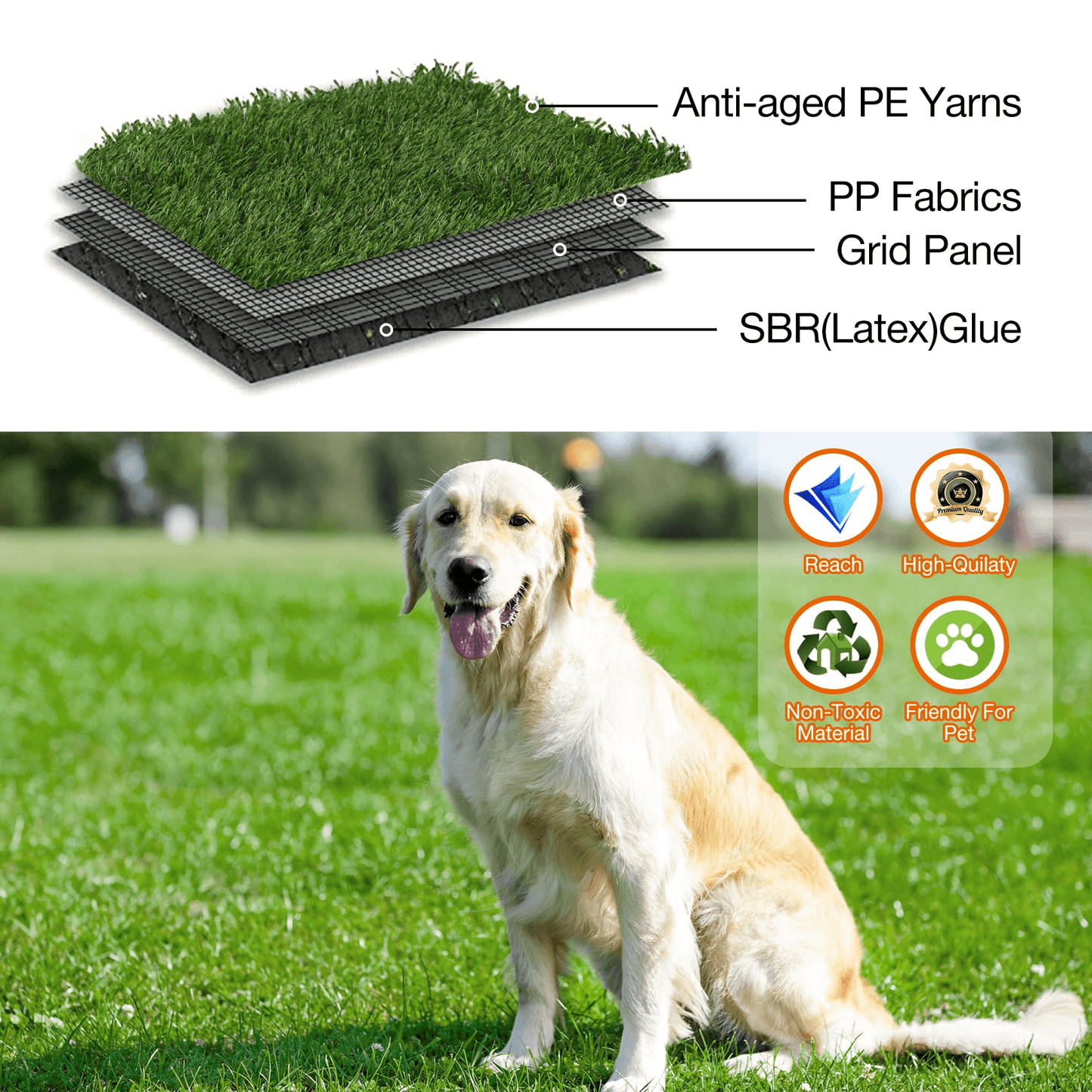 XLX TURF Fake Grass Patch for Puppy Potty Training Mat