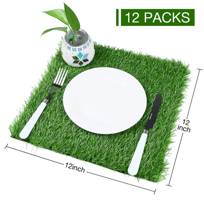 XLX TURF Artificial Grass Placemats for Decor Table Runner and DIY