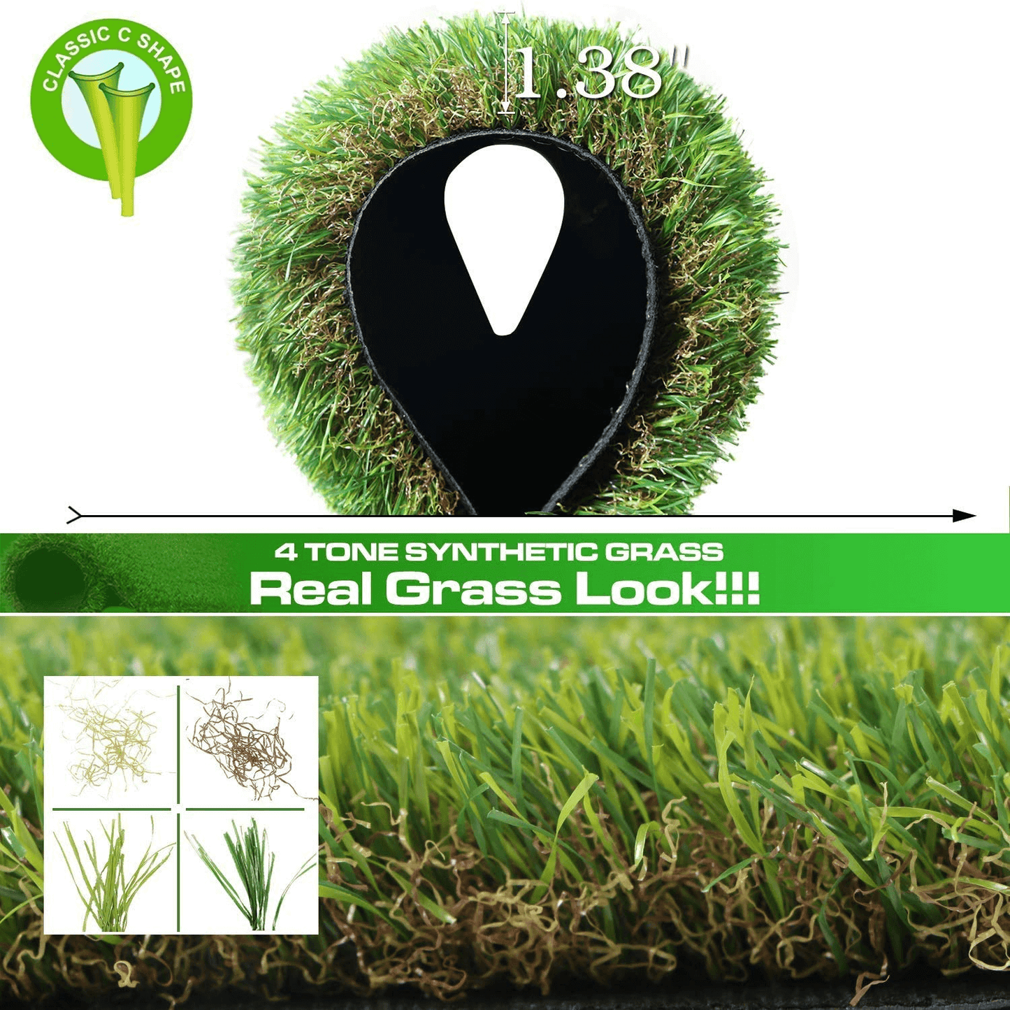 XLX TURF Fake Grass Turf Carpet for Garden Lawn Landscape