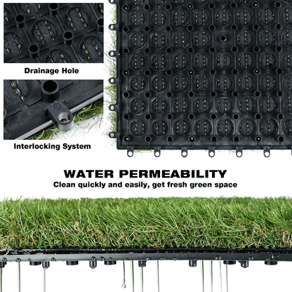 XLX TURF Artificial Grass Tiles Interlocking Turf Deck Set