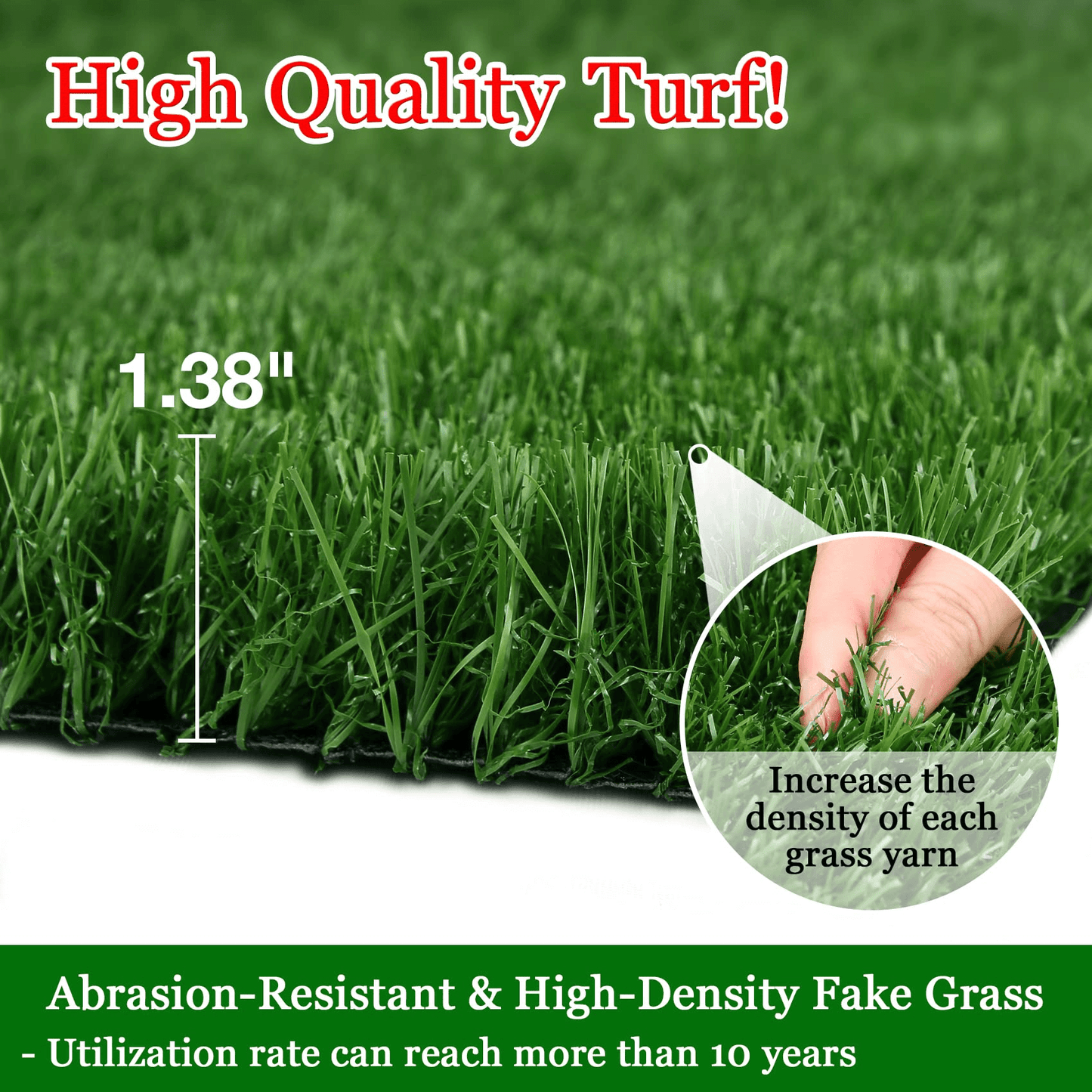 XLX TURF Premium Thick Artificial Grass Rug for Outdoor and Indoor Decor